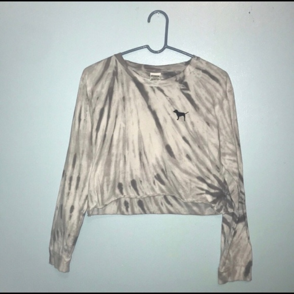 Grey tie-dye cropped shirt from Pink size small